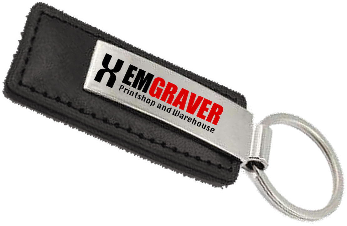 Custom leather keyring with logo engraved on the metal plate